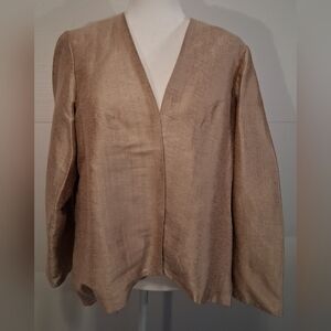 Raw Silk Gold Open Blazer Size XL Khymany